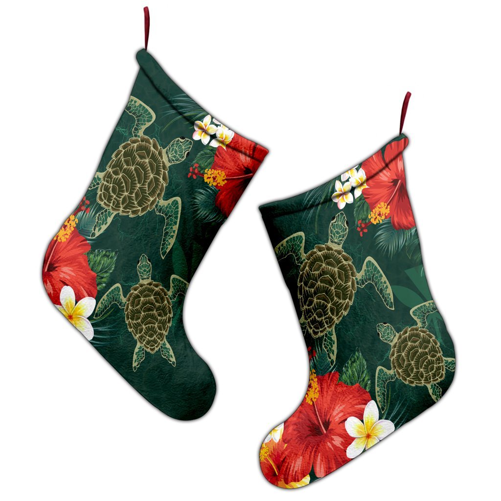 Hawaii Sea Turtle Hibiscus Plumria Christmas Stocking - AH - Polynesian Pride
