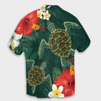 Hawaii Sea Turtle Hibiscus Plumria Hawaiian Shirt - AH - Polynesian Pride