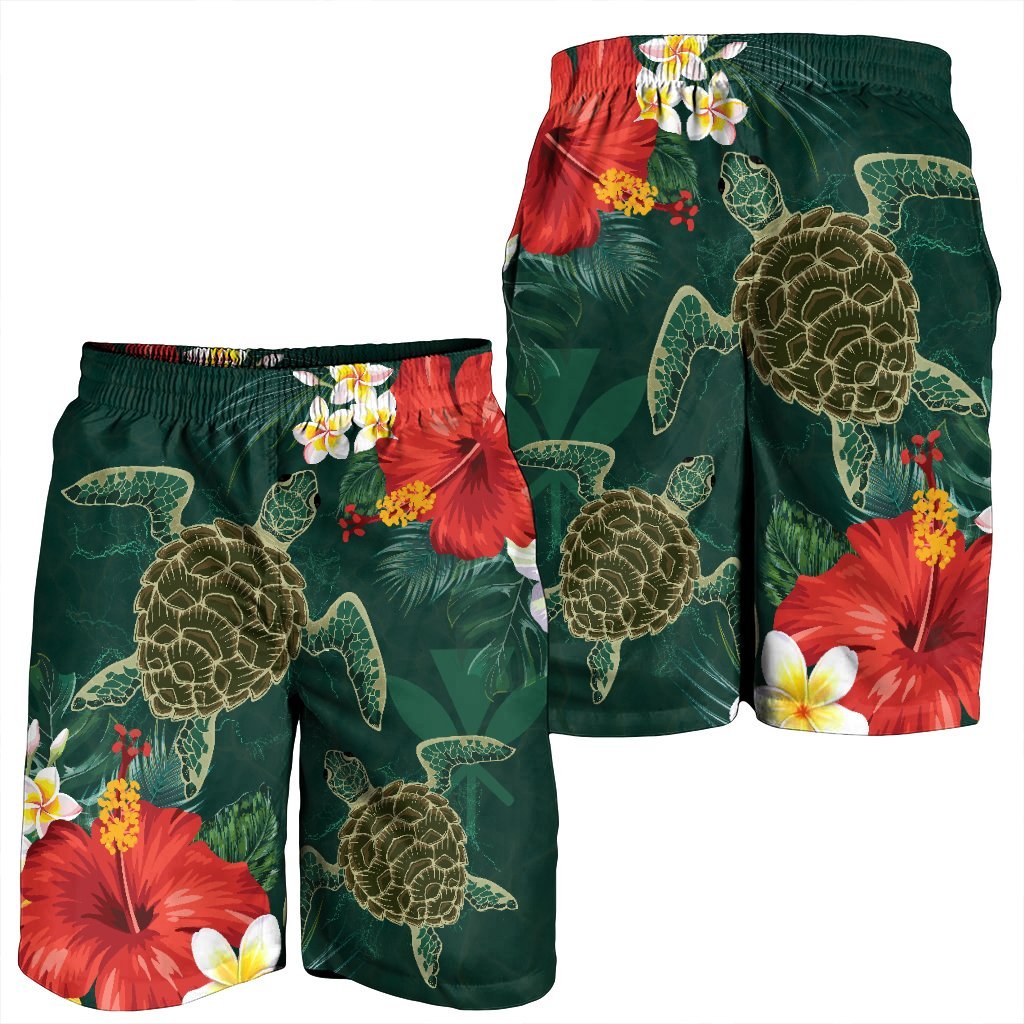 Hawaii Sea Turtle Hibiscus Plumria Men's Shorts - AH - Polynesian Pride