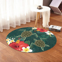 Hawaii Sea Turtle Hibiscus Plumria Round Carpet - AH - Polynesian Pride