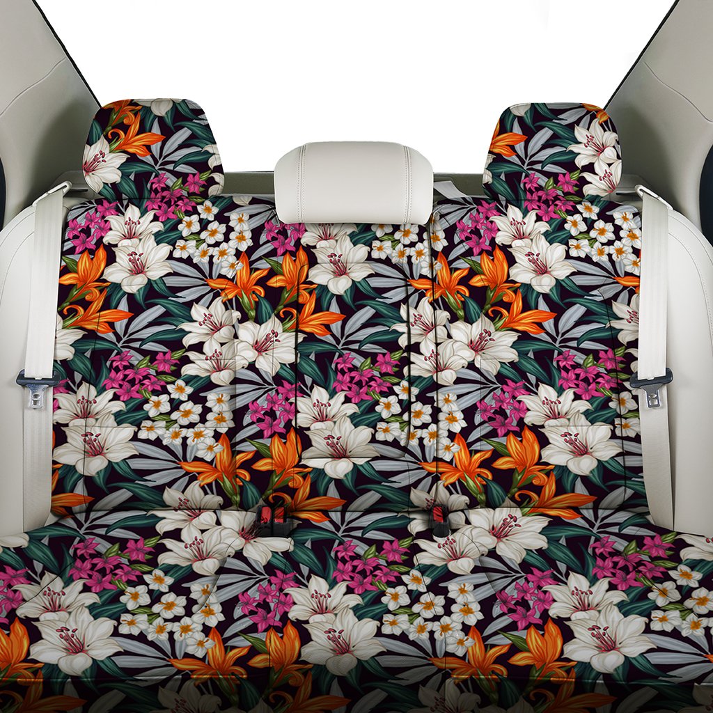 Hawaii Seamless Exotic Pattern With Tropical Leaves Flowers Back Seat Cover - Polynesian Pride