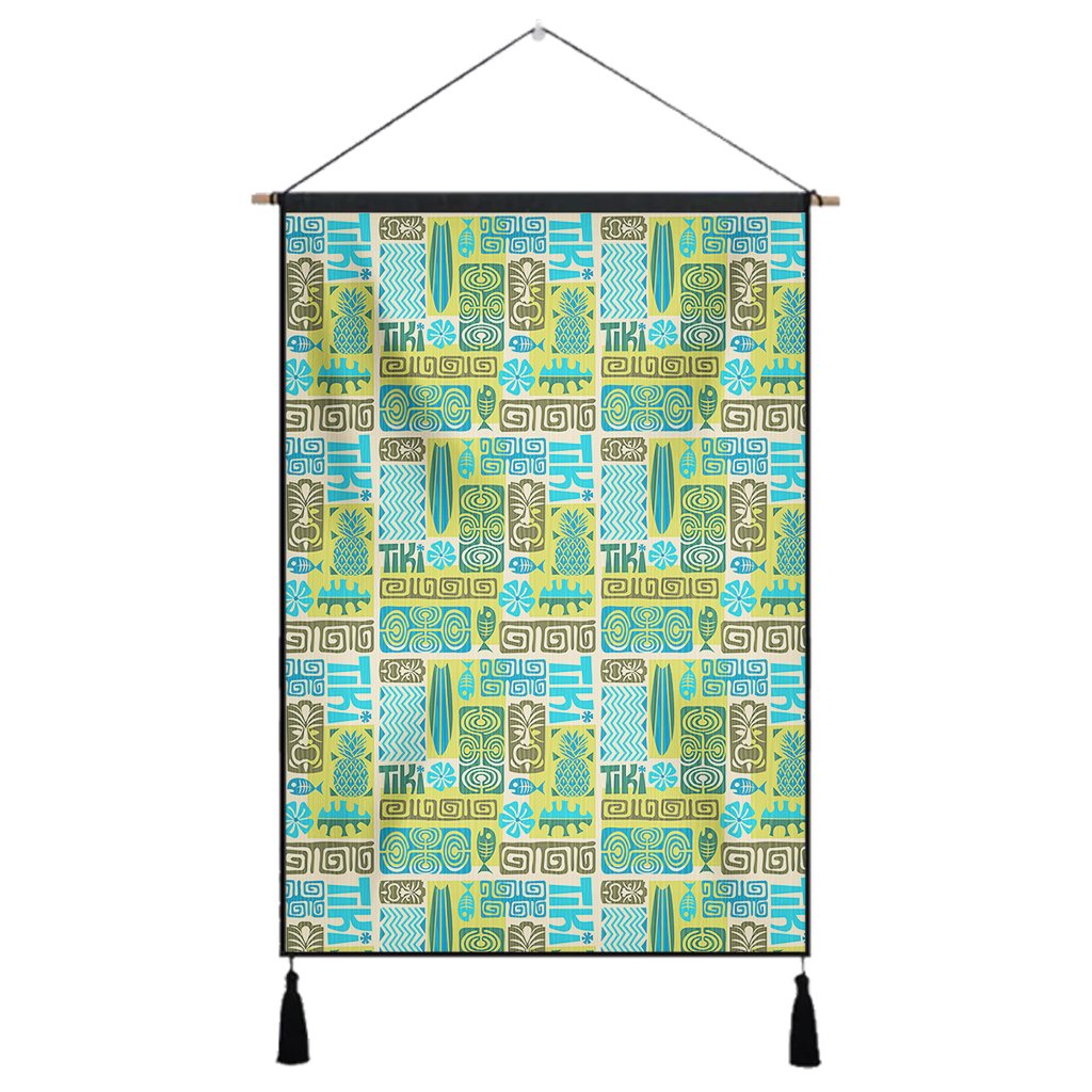 Hawaii Seamless Exotic Tiki Pattern Hanging Poster - AH- Hanging Poster 43 x 65 cm Cotton And Linen - Polynesian Pride