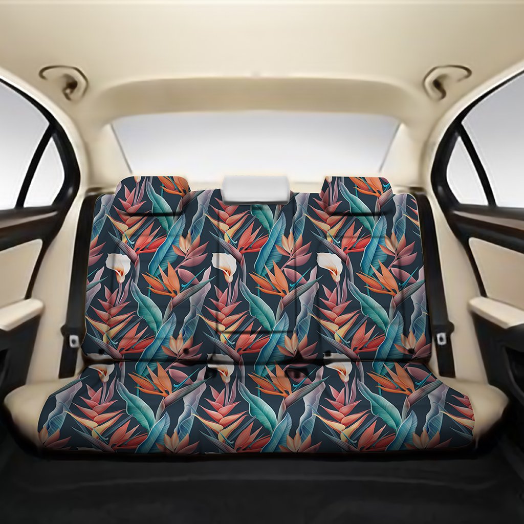 Hawaii Seamless Tropical Flower Hawaiian Summer Back Seat Cover One Size Black Back Car Seat Covers - Polynesian Pride