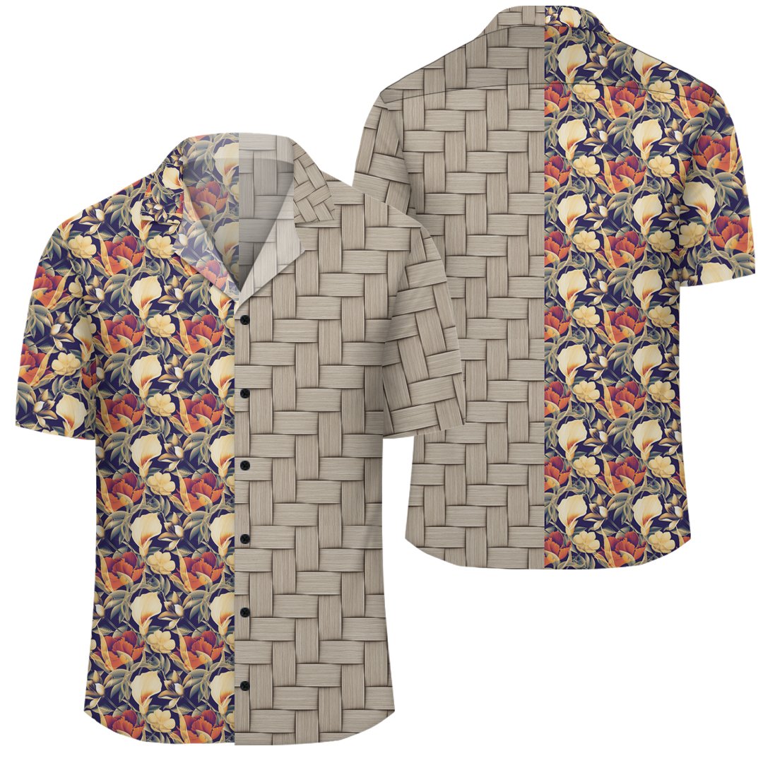 Hawaii Seamless Tropical Flower Plant And Leaf Pattern Background Lauhala Moiety Hawaiian Shirt Unisex Art - Polynesian Pride