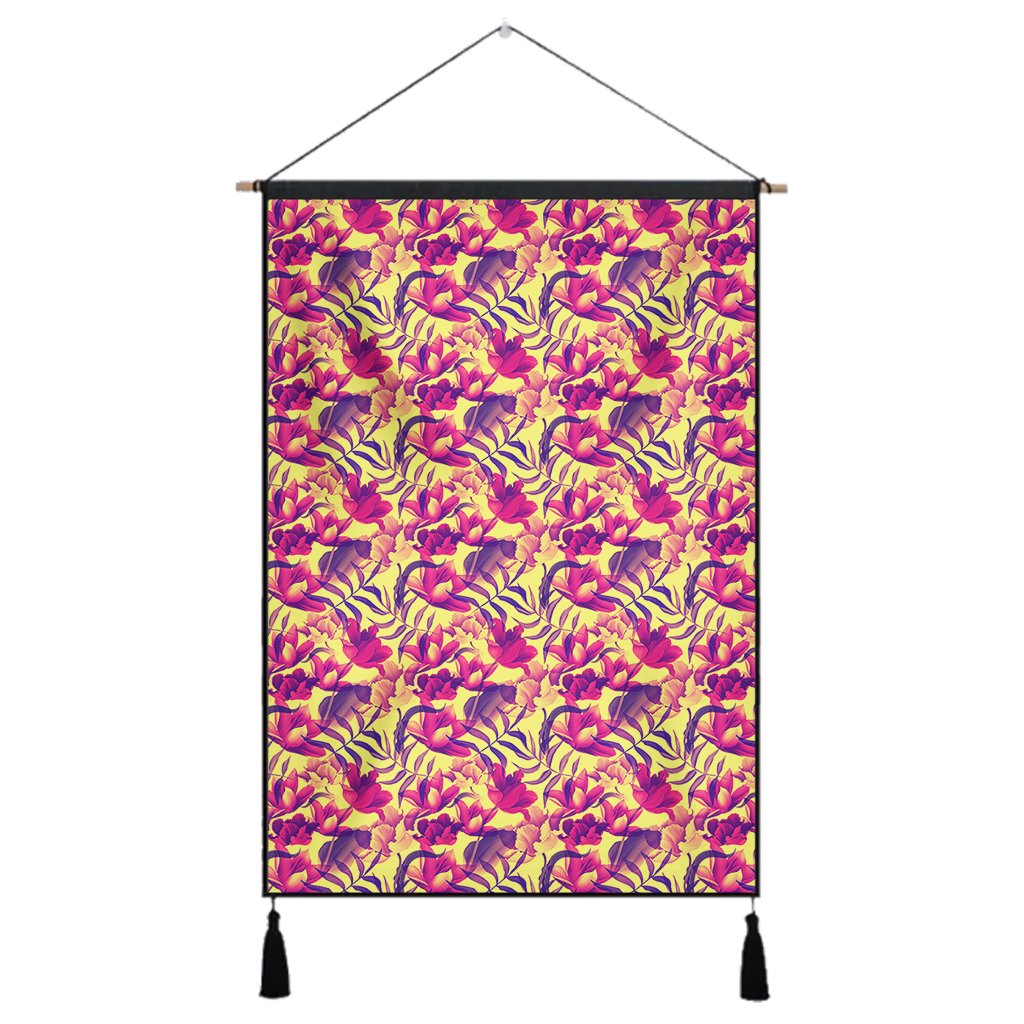 Hawaii Seamless Tropical Flower Plant Pattern Background Hanging Poster - AH- Hanging Poster 43 x 65 cm Cotton And Linen - Polynesian Pride