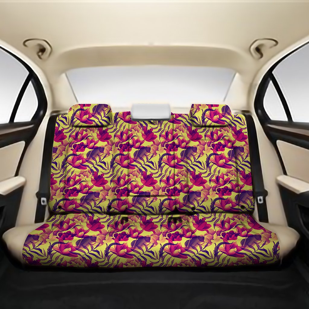 Hawaii Seamless Tropical Flower Plant Pattern Background Back Seat Cover One Size Black Back Car Seat Covers - Polynesian Pride
