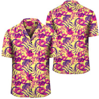 Hawaii Seamless Tropical Flower Plant Pattern Background Hawaiian Shirt Unisex Black - Polynesian Pride