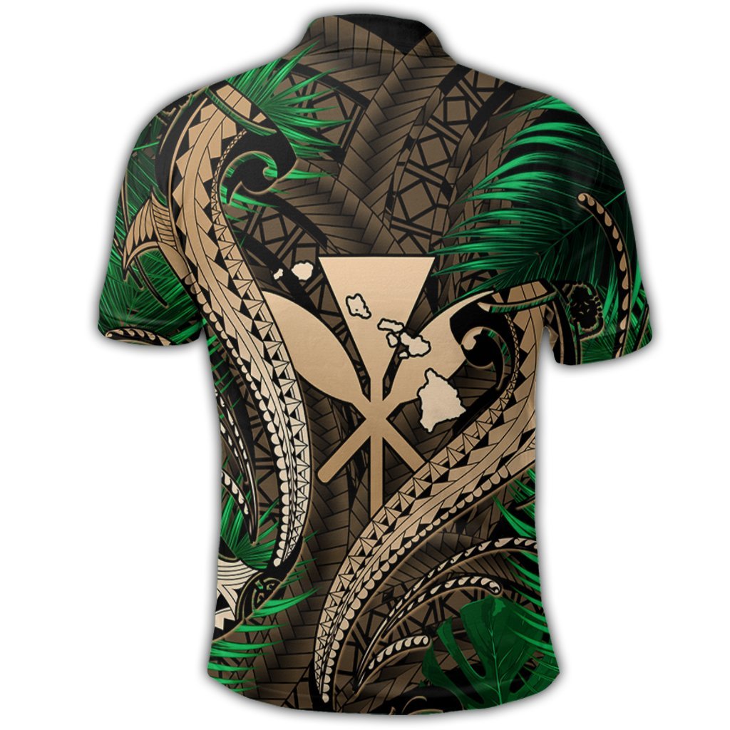 Hawaii Shark Polynesian Tropical Polo Shirt Gold - Polynesian Pride