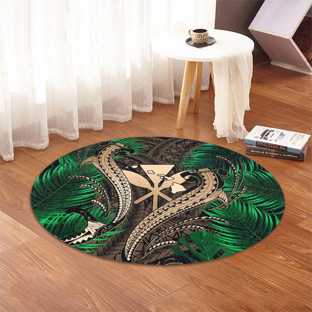 Hawaii Shark Polynesian Tropical Round Carpet - Gold - AH - Polynesian Pride