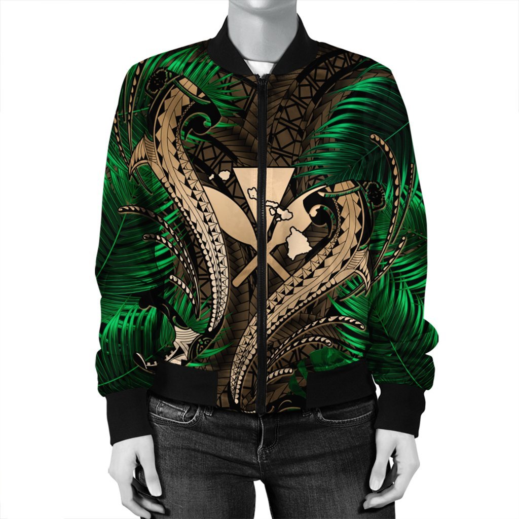 Hawaii Shark Polynesian Tropical Bomber Jacket - Gold - AH - Polynesian Pride