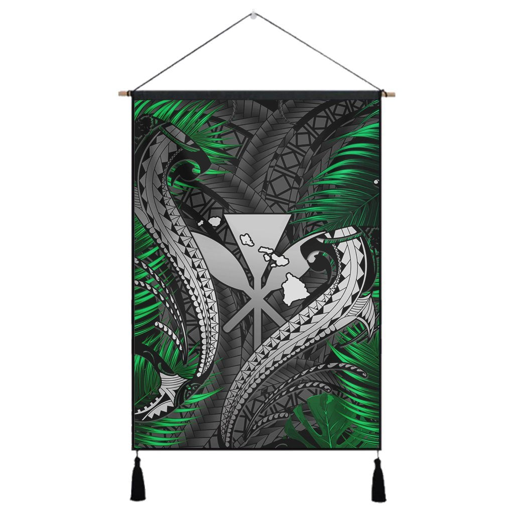 Hawaii Shark Polynesian Tropical Hanging Poster - Gray - AH Hanging Poster Cotton And Linen - Polynesian Pride