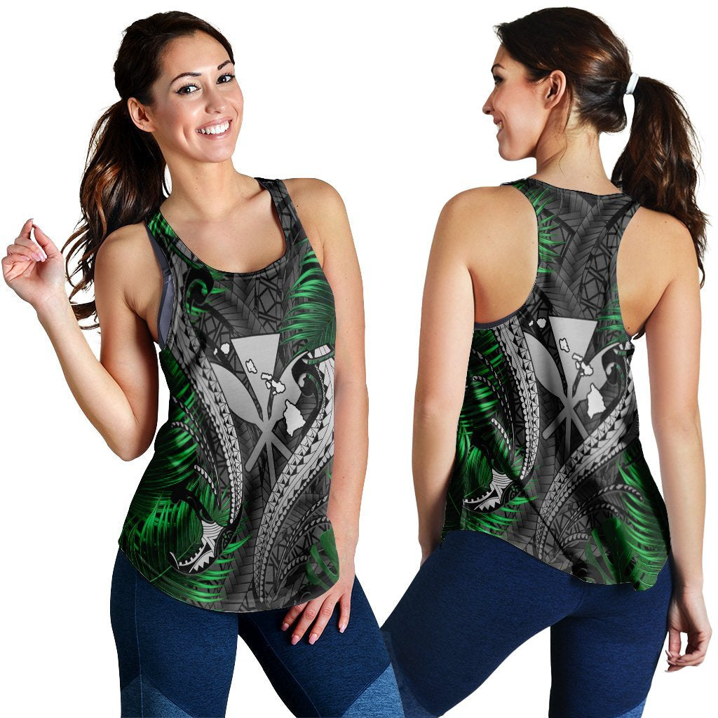 Hawaii Shark Polynesian Tropical Racerback Tank - Gray - AH Black - Polynesian Pride