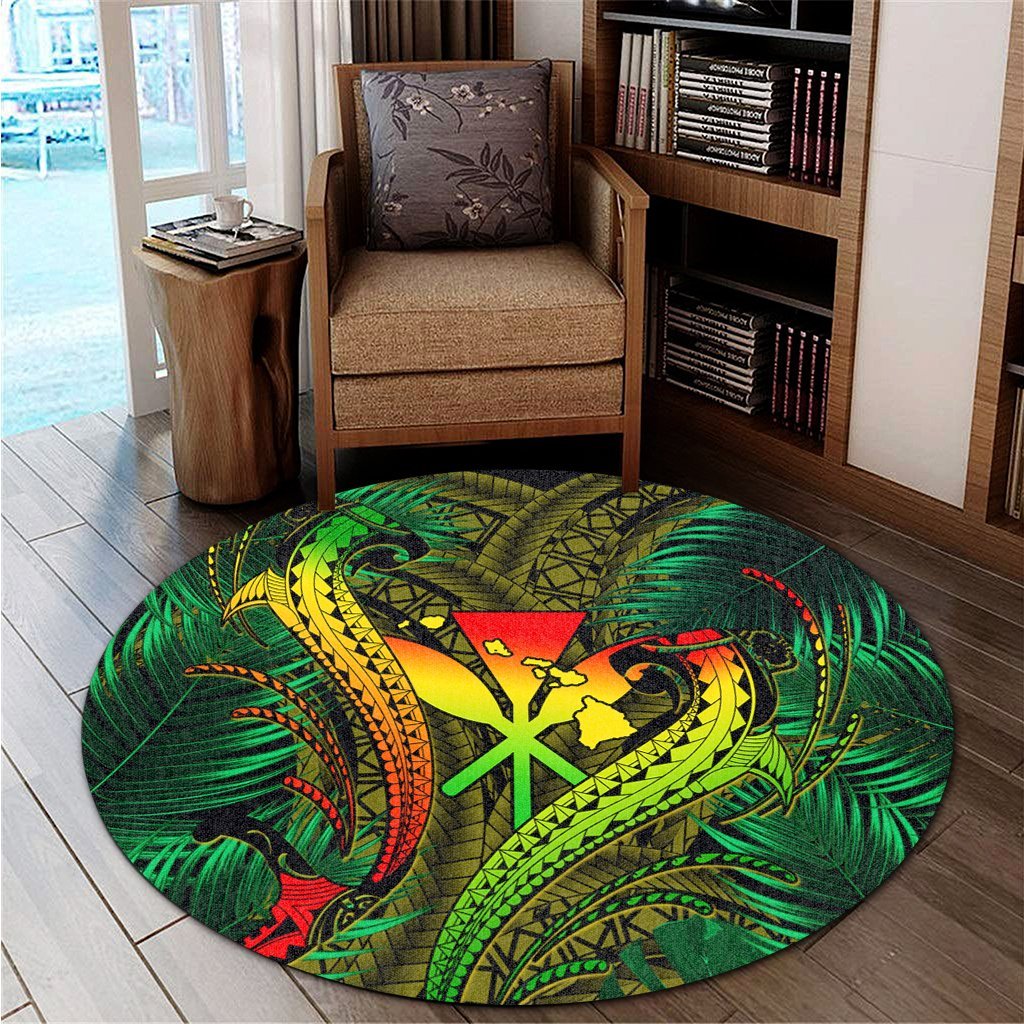 Hawaii Shark Polynesian Tropical Round Carpet - Reggae - AH - Polynesian Pride