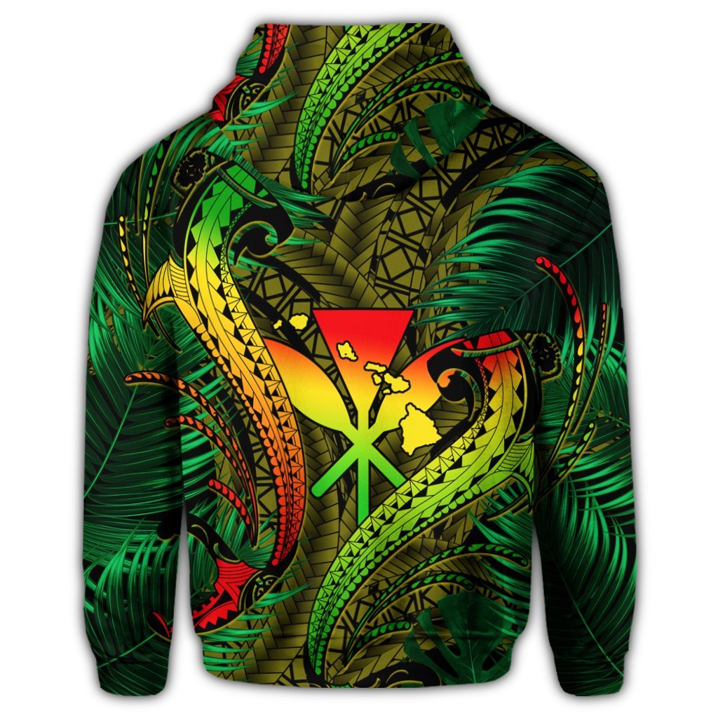 Hawaii Shark Polynesian Tropical Zip Hoodie Reggae - Polynesian Pride