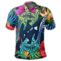 Hawaii Shark Tropical Color Polo Shirt - Polynesian Pride