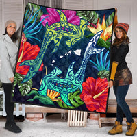 Hawaii Shark Tropical Color Premium Quilts - AH - Polynesian Pride