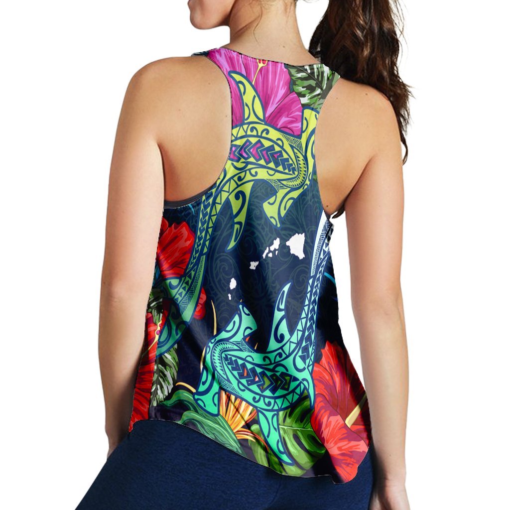 Hawaii Shark Tropical Color Racerback Tank - AH - Polynesian Pride