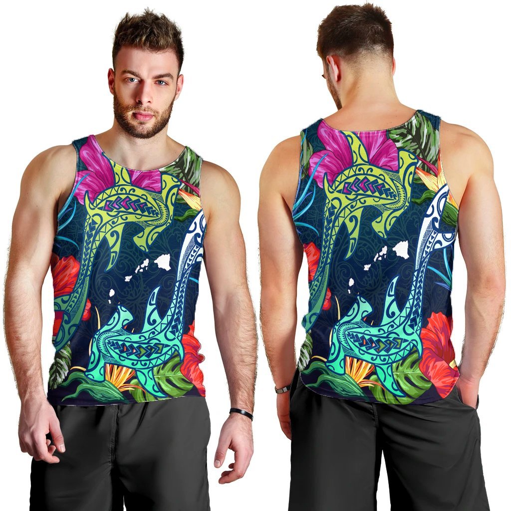 Hawaii Shark Tropical Color Tank Top - AH - Polynesian Pride