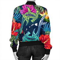 Hawaii Shark Tropical Color Bomber Jacket - AH - Polynesian Pride
