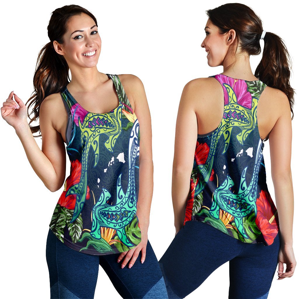 Hawaii Shark Tropical Color Racerback Tank - AH Black - Polynesian Pride
