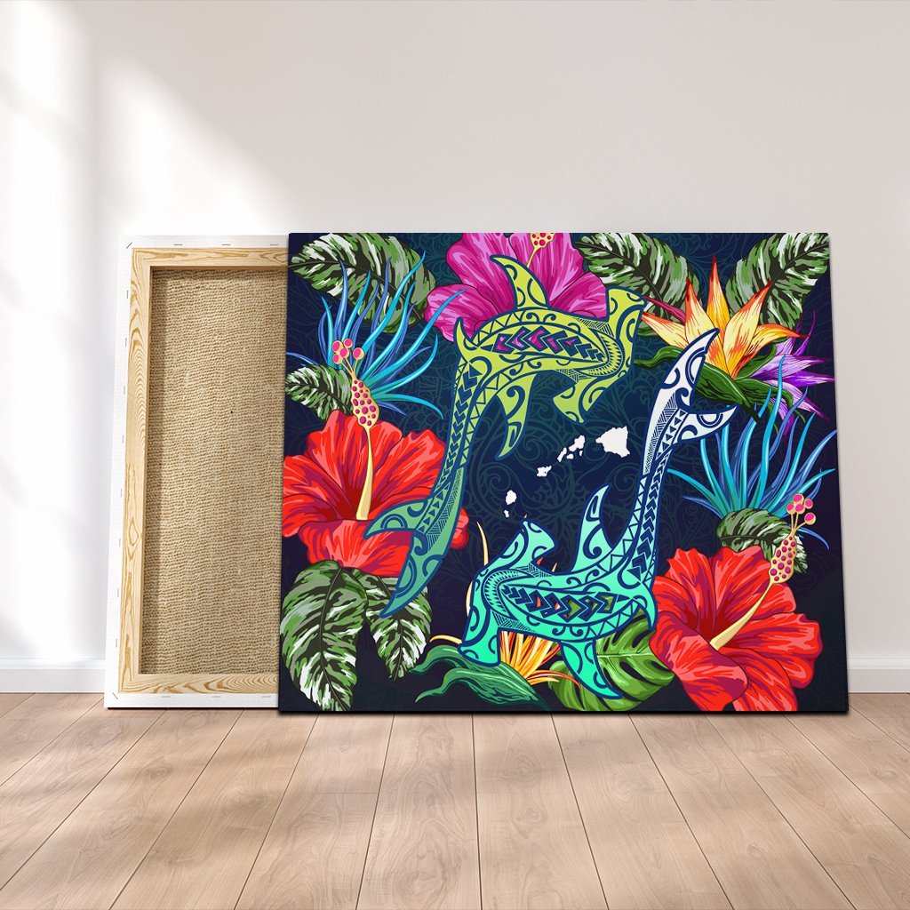 Hawaii Shark Tropical Color Canvas - AH Canvas Poly-cotton - Polynesian Pride