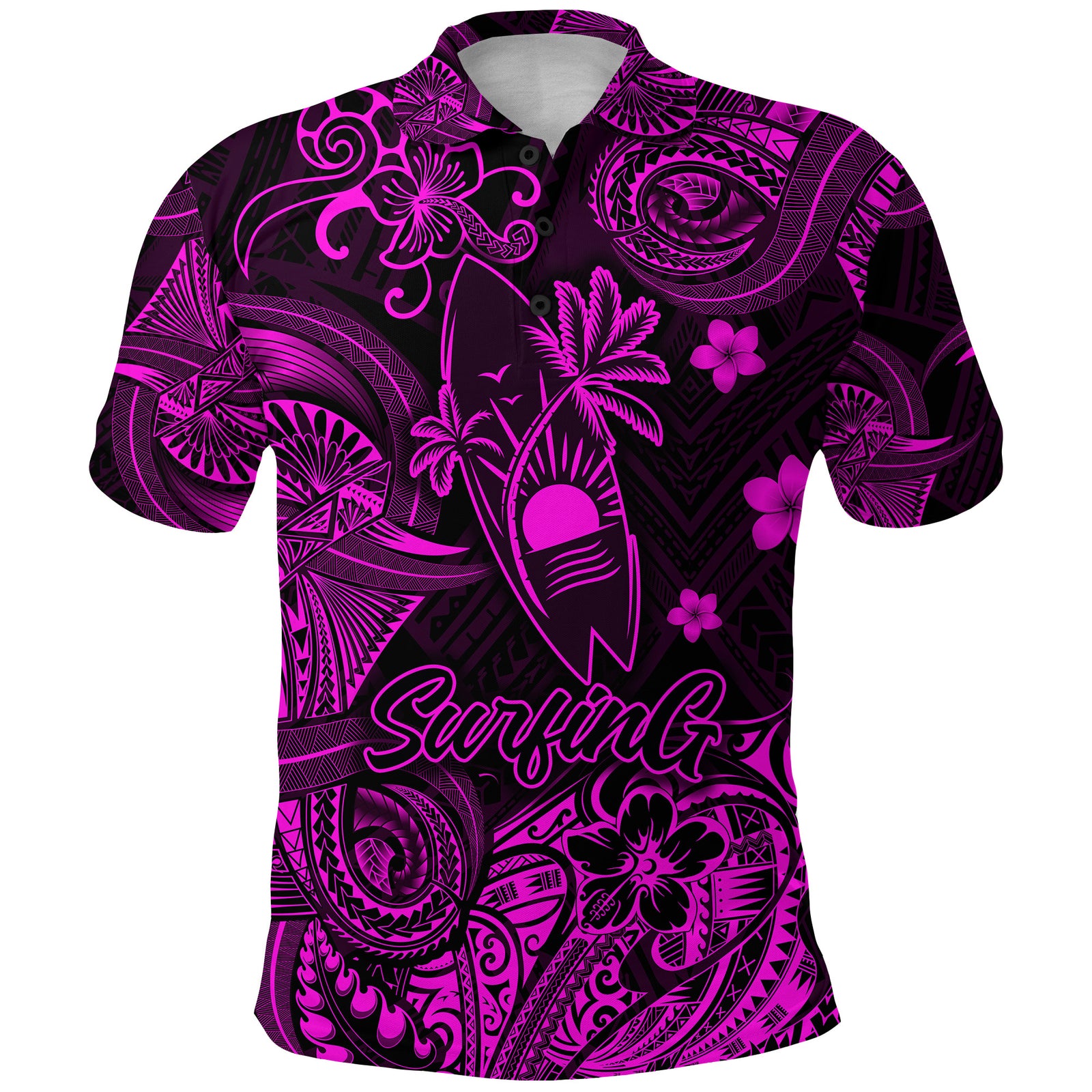 Custom Hawaii Surfing Polynesian Polo Shirt Unique Style Pink LT8 - Polynesian Pride