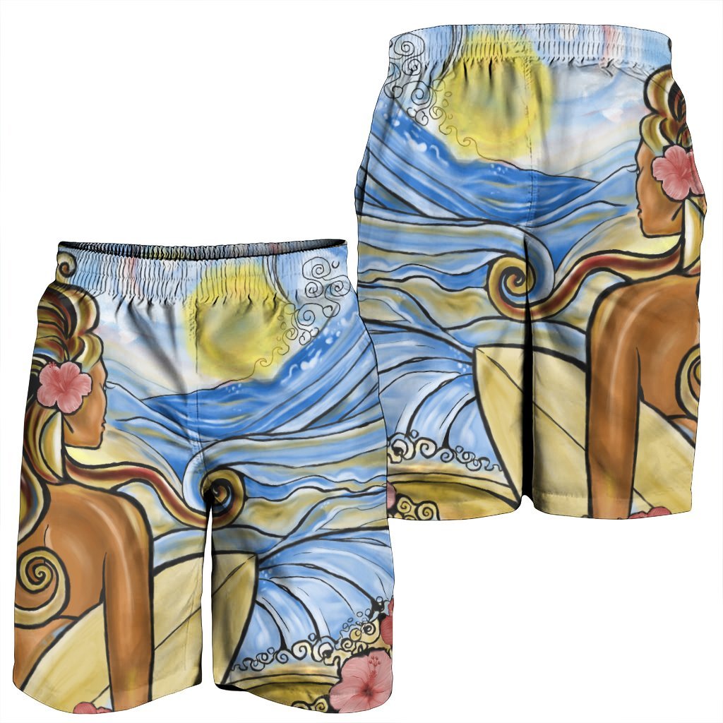 Hawaii The Girl Surfing Wave Men's Shorts - AH - Polynesian Pride