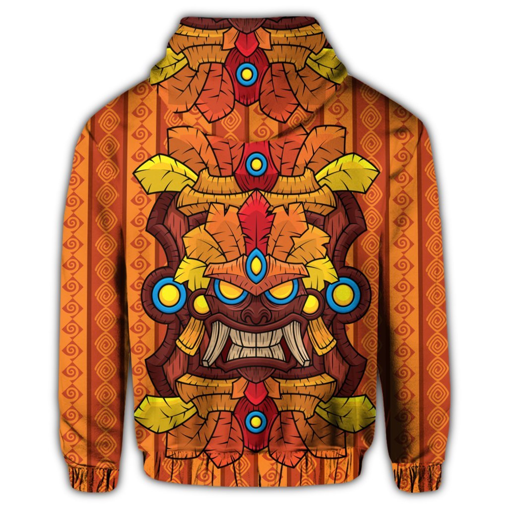 Hawaii Tiki Pattern Zip Hoodie - Polynesian Pride
