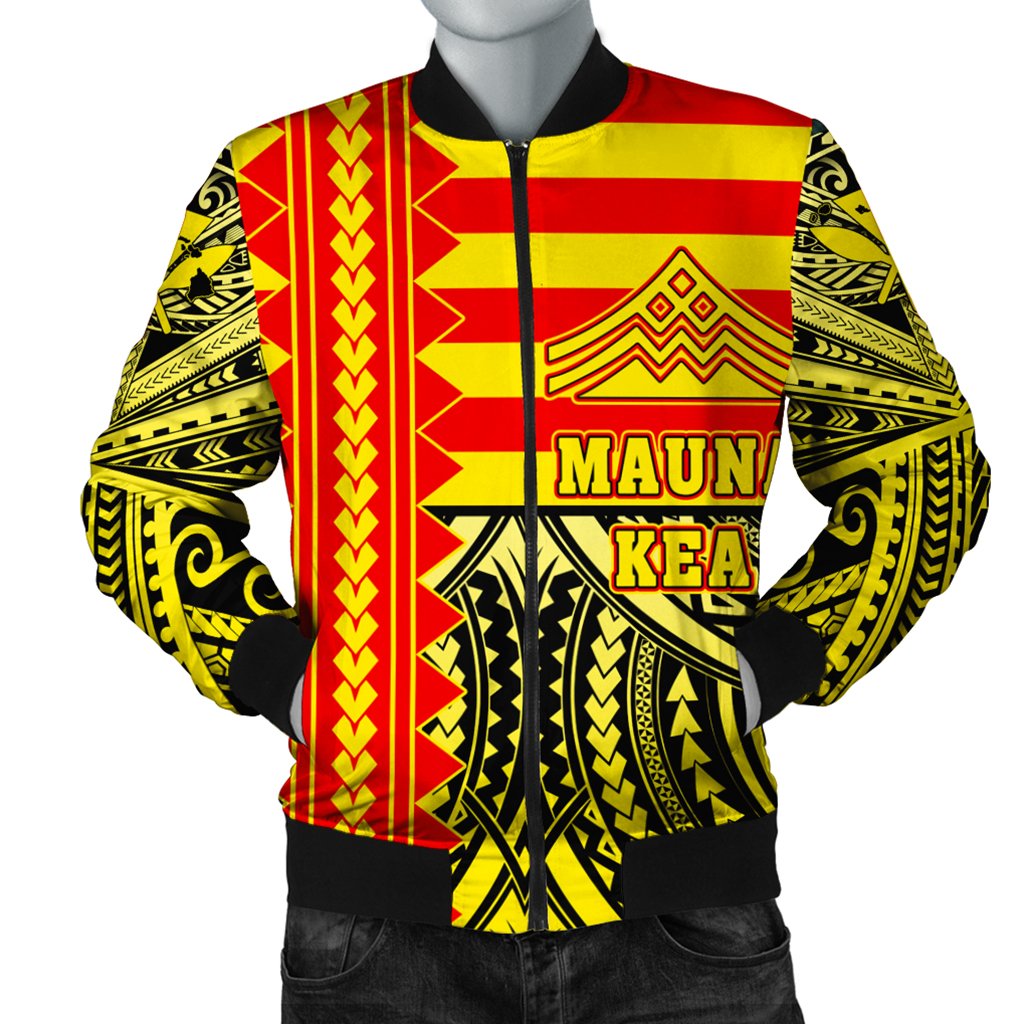 Hawaii Bomber Jacket - Hawaiian Mauna Kea Bomber Jacket - Speaka Style - AH Yellow Unisex - Polynesian Pride