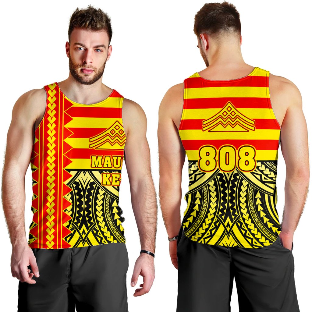 Hawaii Men's Tank Top - Hawaiian Mauna Kea Men's Tank Top - Speaka Style - AH Yellow - Polynesian Pride