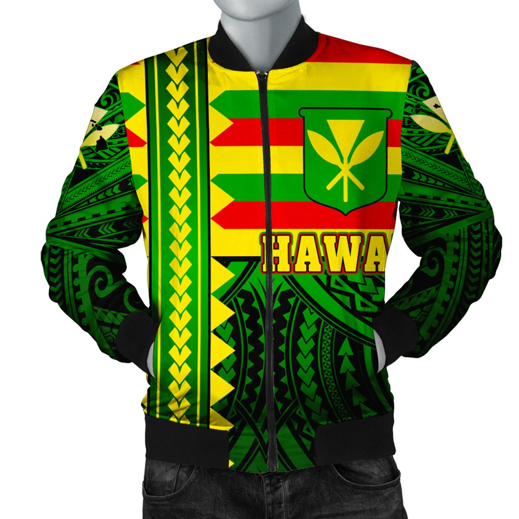 Hawaii Bomber Jacket - Hawaiian Kanaka Maoli Bomber Jacket - Speaka Style - AH Green Unisex - Polynesian Pride
