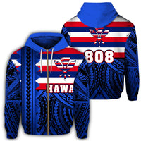 Hawaii Hoodiean Flag Zipper Hoodie Speaka Style Unisex Blue - Polynesian Pride