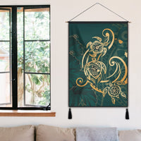 Hawaii Triple Marble Turtle Polynesian Hibiscus Hanging Poster - AH - Benjamin Style - Green - Polynesian Pride