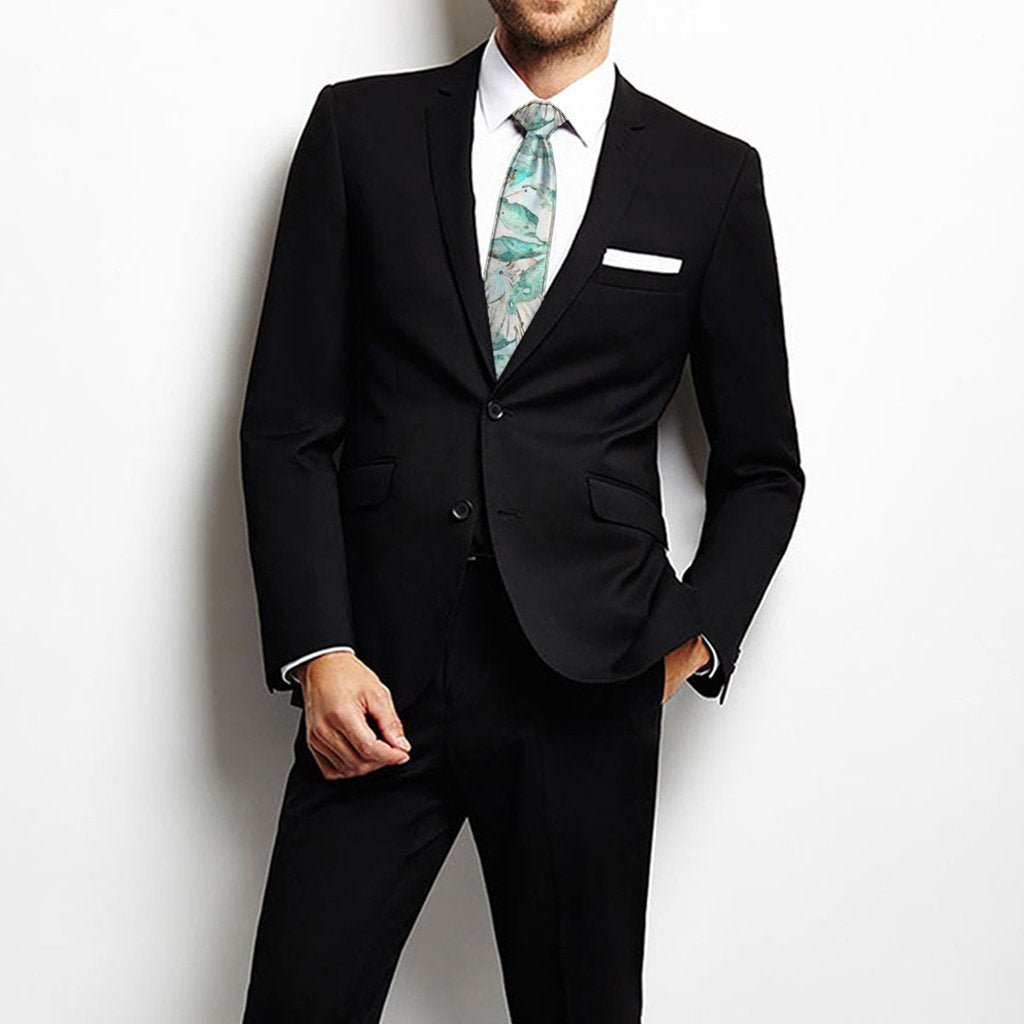 Hawaii Tropical Blue Necktie One Size Black Necktie - Polynesian Pride