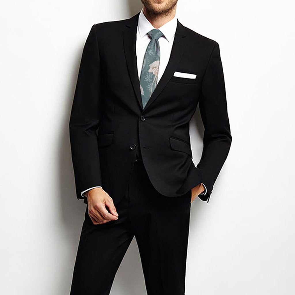 Hawaii Tropical Flamingos And Tropical Plants Necktie One Size Black Necktie - Polynesian Pride