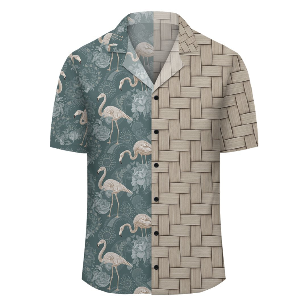 Hawaii Tropical Flamingos And Tropical Plants Lauhala Moiety Hawaiian Shirt - Polynesian Pride