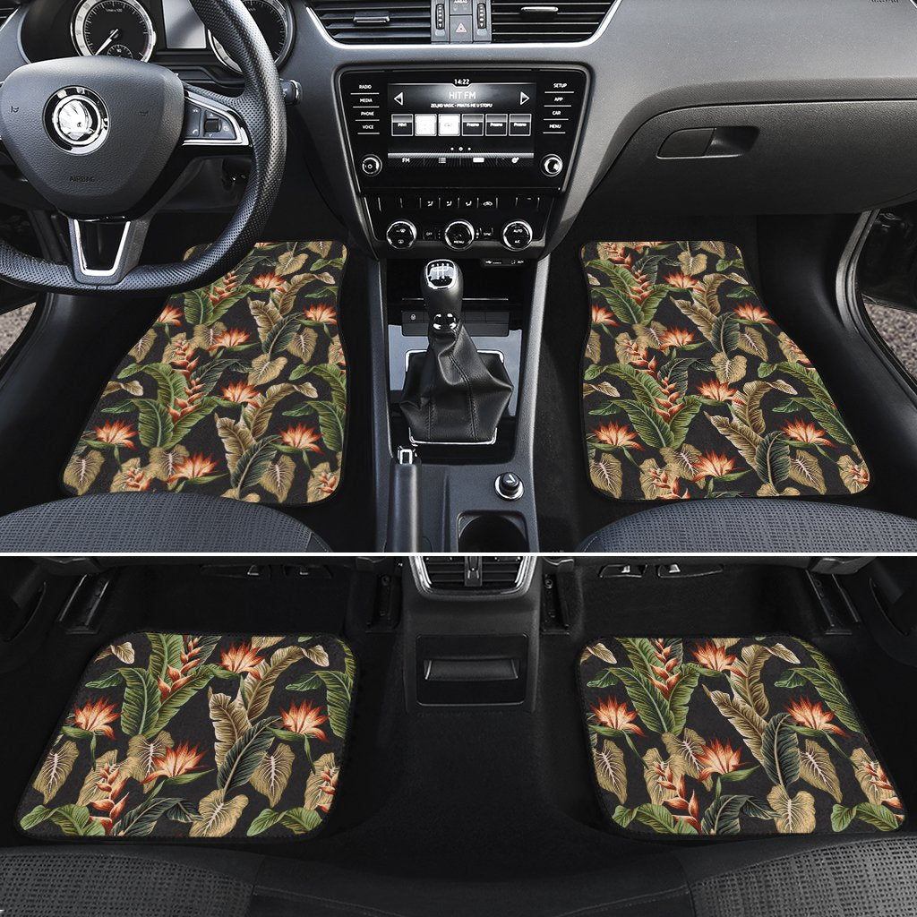 Hawaii Tropical Floral Vintage Strelitzia Flower Banana Leaves Hawaii Car Floor Mats Turquoise One Size - Polynesian Pride