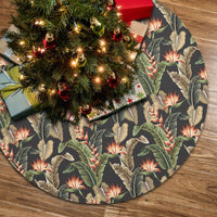 Hawaii Tropical Floral Vintage Strelitzia Flower Banana Leaves Tree Skirt - Polynesian Pride
