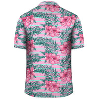 Hawaii Tropical Flowers Palm Leaves Hibiscus Strips Hawaiian Shirt - Polynesian Pride
