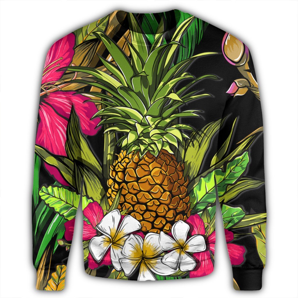 Hawaii Tropical Flowers Pineapple Sweatshirt - AH - Polynesian Pride
