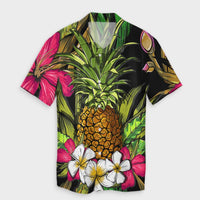 Hawaii Matching Dress and Hawaiian Shirt Hawaii Tropical Flowers Pineapple Matching Couples Outfit - Polynesian Pride