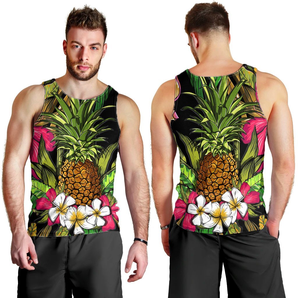 Hawaii Tropical Flowers Pineapple Tank Top - AH - Polynesian Pride