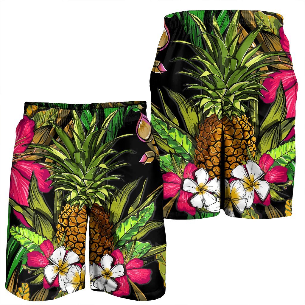 Hawaii Tropical Flowers Pineapple Men's Shorts - AH - Polynesian Pride