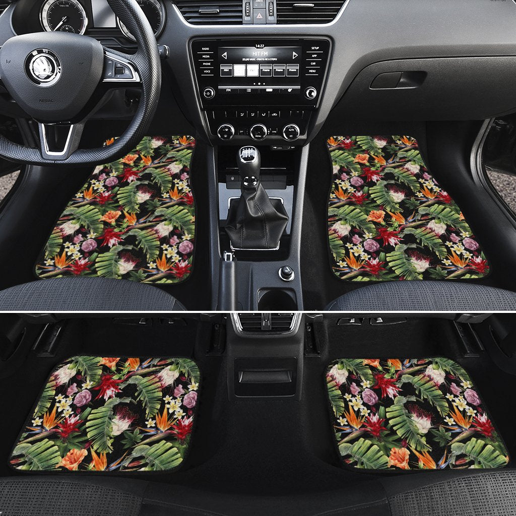 Hawaii Tropical Flowers Watercolor. Hawaii Car Floor Mats Turquoise One Size - Polynesian Pride