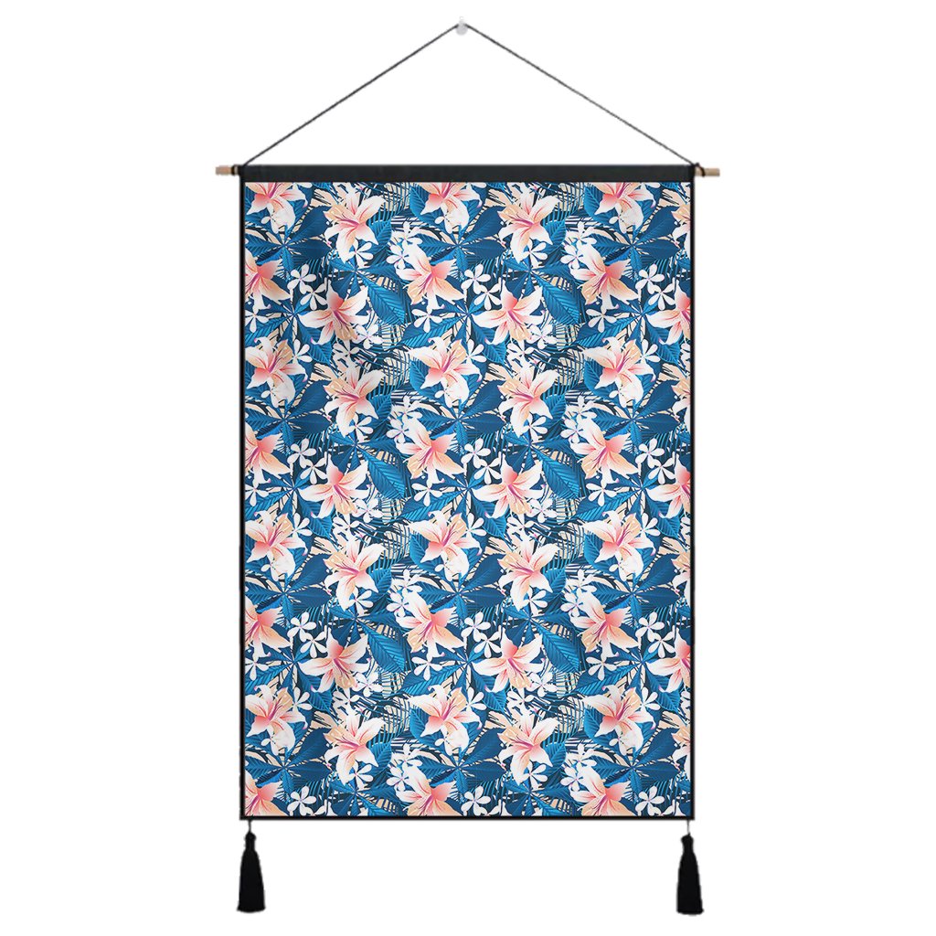 Hawaii Tropical Hibiscus Blue Hanging Poster - AH- Hanging Poster 43 x 65 cm Cotton And Linen - Polynesian Pride