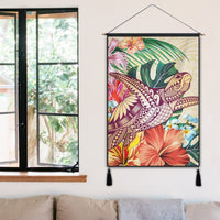 Hawaii Tropical Hibiscus Turtle Beige Hanging Poster - AH - Polynesian Pride