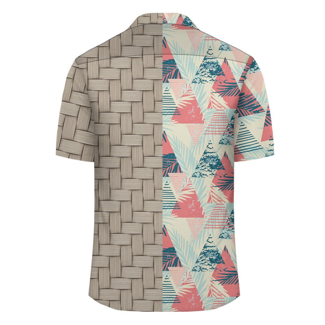 Hawaii Tropical Leaf Triangle Pattern Lauhala Moiety Hawaiian Shirt - Polynesian Pride