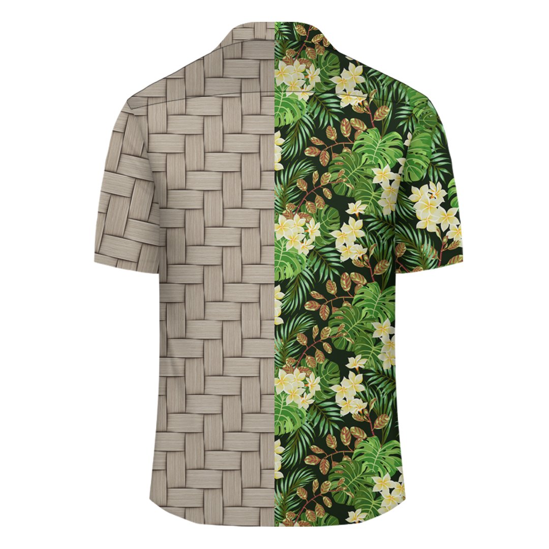 Hawaii Tropical Leaves And Plumeria Lauhala Moiety Hawaiian Shirt - Polynesian Pride