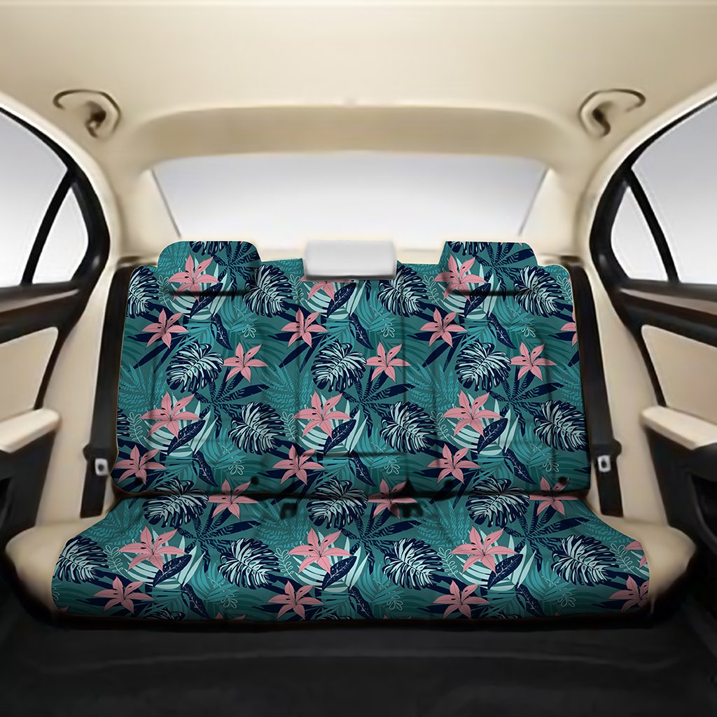 Hawaii Tropical Monstera Leaf Blue Back Seat Cover One Size Black Back Car Seat Covers - Polynesian Pride