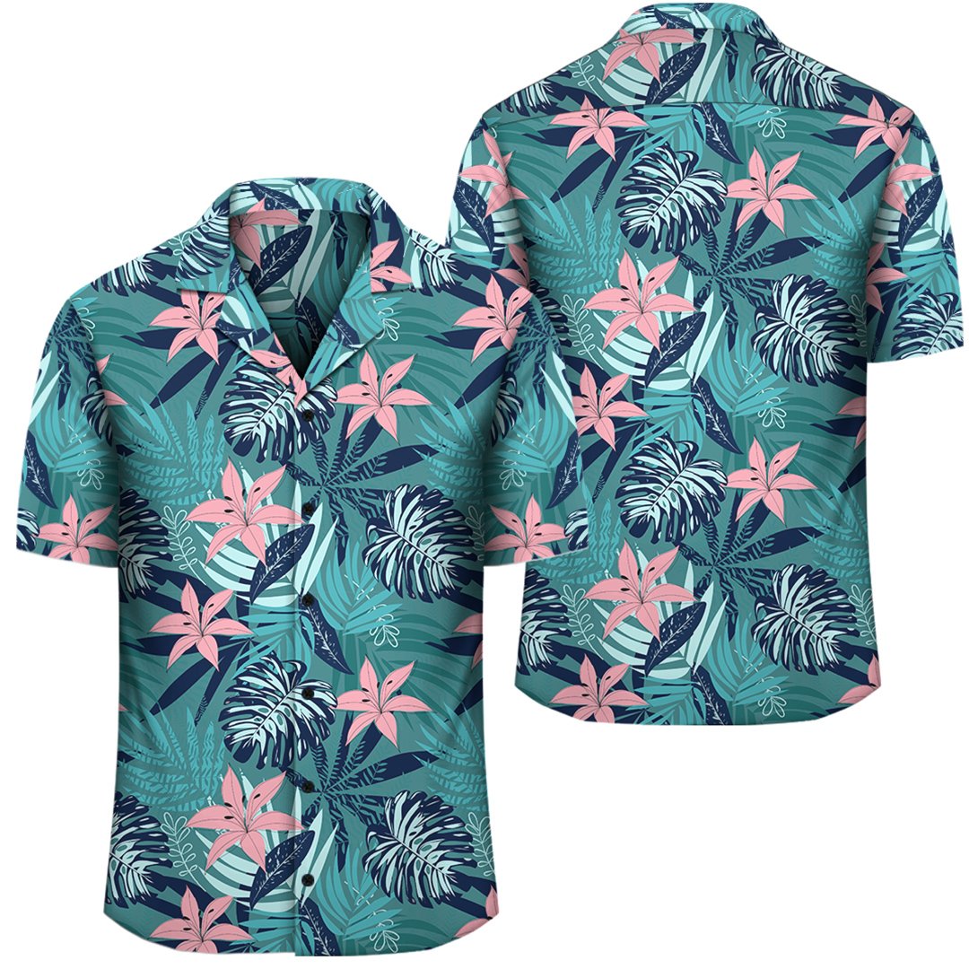 Hawaii Tropical Monstera Leaf Blue Hawaiian Shirt Unisex Black - Polynesian Pride